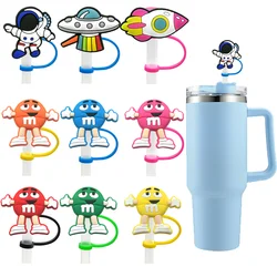 1PCS PVC straw topper bean space cartoon Silicone Straw Tip Splash Proof Drinking Dust Cap straw cap Suit For7mm-8mm straw cap