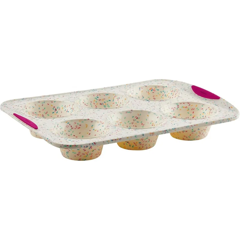 Structure White Confetti Reinforced 6 Cup Jumbo Muffin Pan Silicone Bakeware