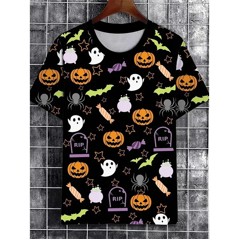

Halloween Pumpkin Gift 3D Print Men T-shirt Summer Daily Outdoor Sports Party Street Casual Quick-drying Breathable Short Sleeve