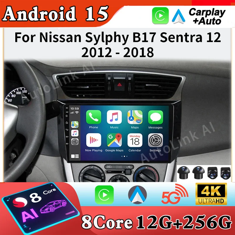 Android Auto For Nissan Sylphy B17 Sentra 12 2012 2013 2014 2015 2016 2017 2018 Carplay Car Radio Multimedia Player BT DSP Stere