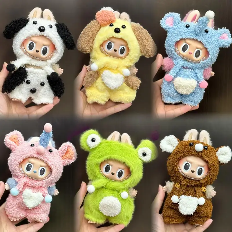 Pour 15- 17 cm Labubu V1 V2 bébé vêtements en peluche ensemble poupée pendentif avec vêtements pour tenues labubu