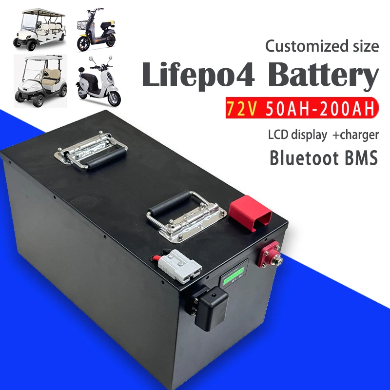 

Lifepo4 battery pack with bluetooth BMS APP 8000W for Scooter Motorcycle Tricycle Golf car 72V50Ah 80Ah 100Ah 120Ah 150Ah 200Ah