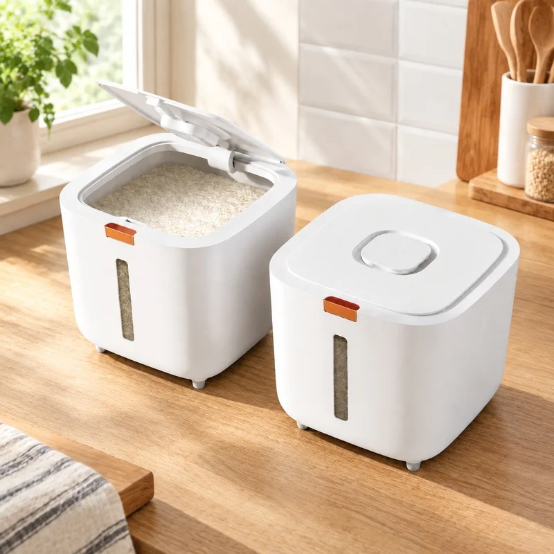 Airtight Rice Keeper with Lid, Moisture-Proof Grain Storage Box for Kitchen Use