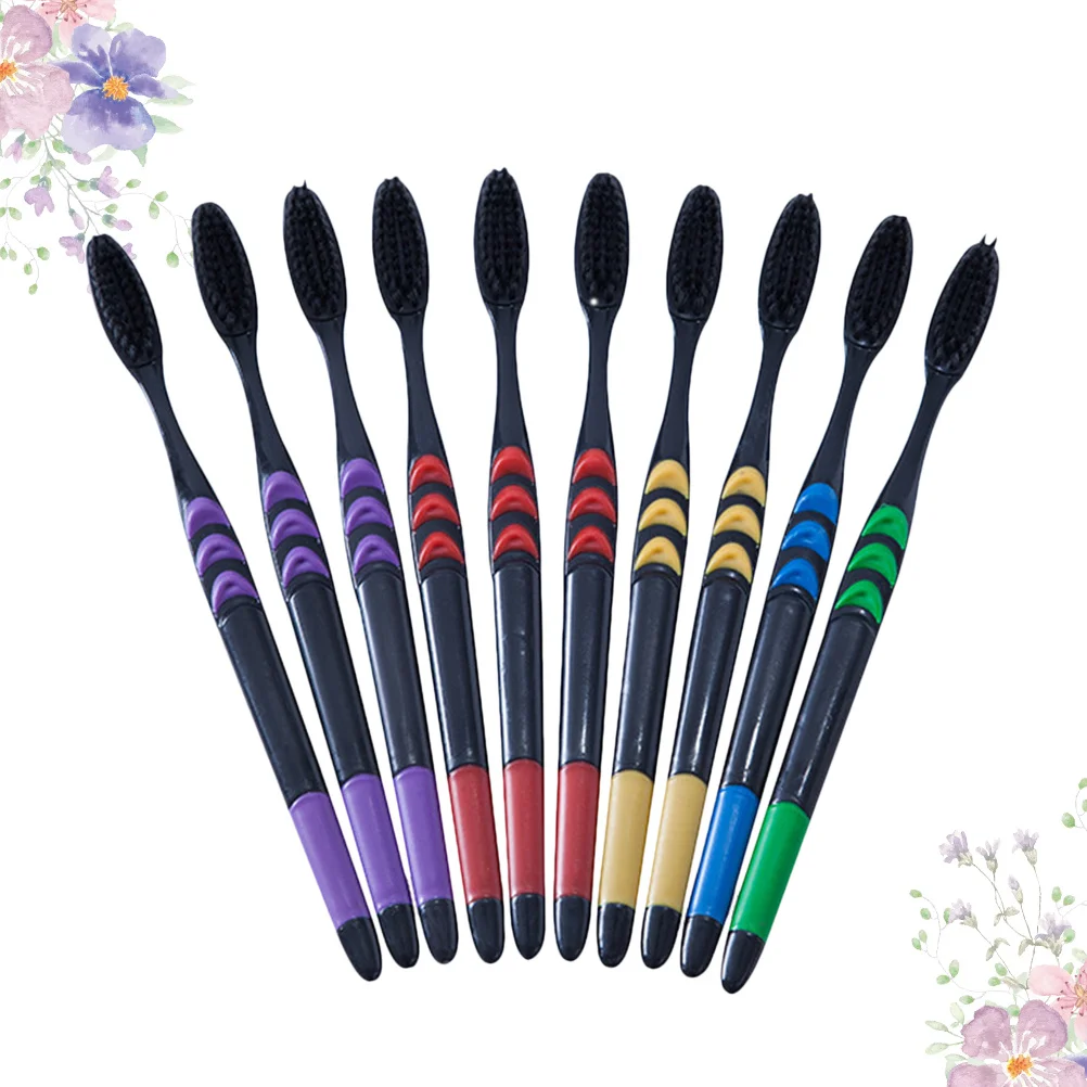 20Pcs Soft Bristle Toothbrush Bamboo Charcoal Fiber Wheat Straw Material for Daily Oral Care