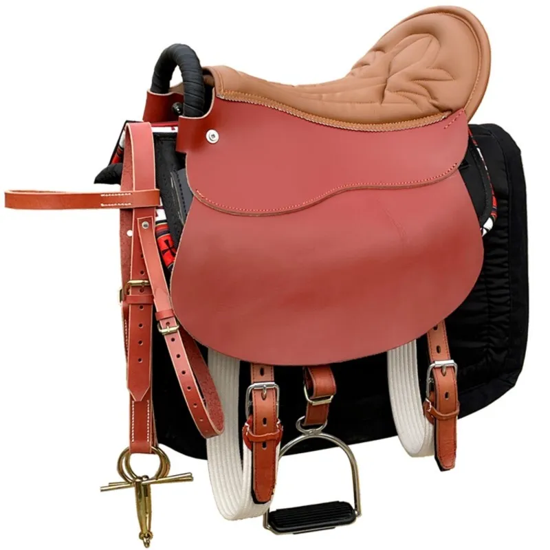 Horse Accessories Wear Resistant Full Set Of Saddle Tourist Equestrian Equipment Complete Set Of Handrail Leather Saddle