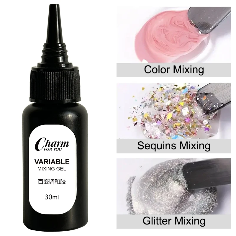 Nail Art Mixing & Glitter Blending Gel – Adjusts Nail Polish Consistency, Clear Adhesive for Glitter & Sequins, DIY Custom Spark