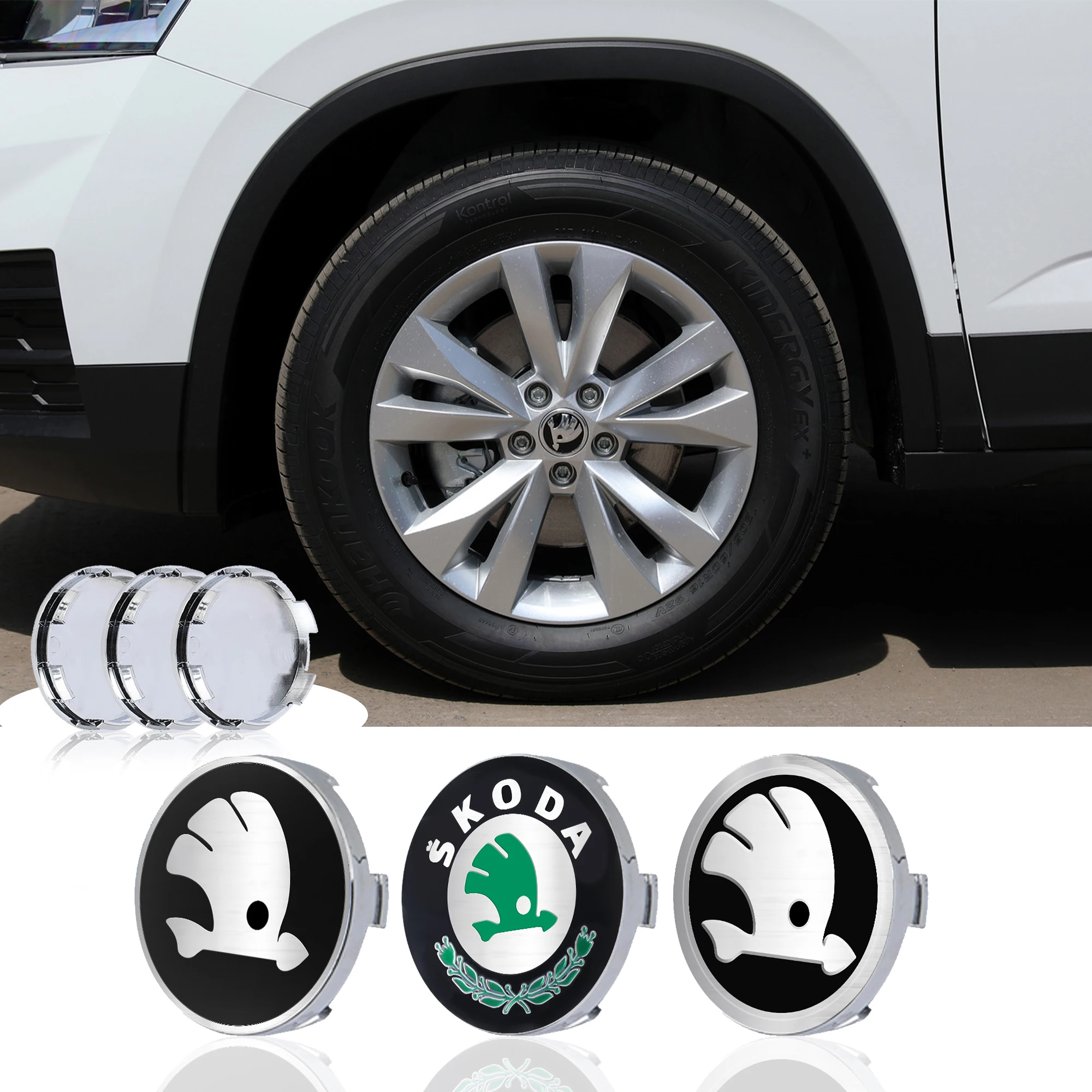 4pcs 56/60/65/68mm Car Wheel Center Cover Badge Sticker Hub Cap Replacement for Skoda VRS VII Rapid Fabia Octavia A7 Yeti Superb