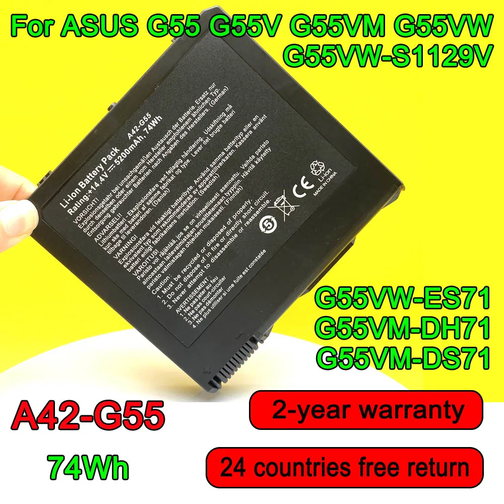 

A42-G55 Laptop Battery For ASUS G55 G55V G55VM G55VW G55VW-S1129V G55VW-ES71 G55VM-DH71 G55VM-DS71 G55V Series 14.4V 5200mAh