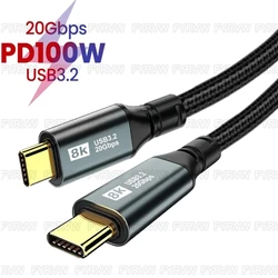 USB C 20Gbps Cable USB 3.2 Gen2 8K 4K USB Type C to Type C Cable For iPhone MacBook Samsung Galaxy Pixel 100W PD Fast Charge