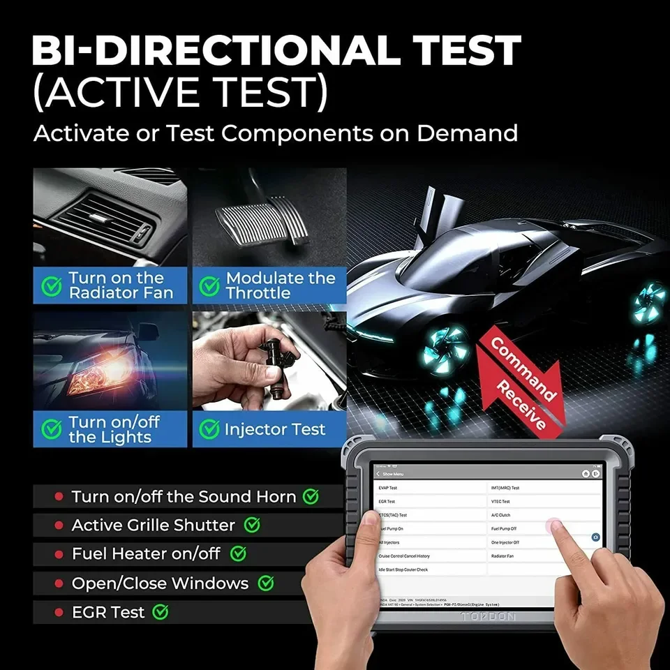 Topdon Phoenix Plus 2 Car Diagnostic Tool OBD2 Scanner Automotive Professional VAG Bi-Directional Control ECU Coding Active Test