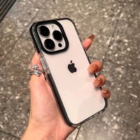Transparent Black Border Phone Case For iPhone 16 15 14 13 12 11 Pro Max XR XS MAX 78Plus Mini Luxury Anti Protective Drop Cover
