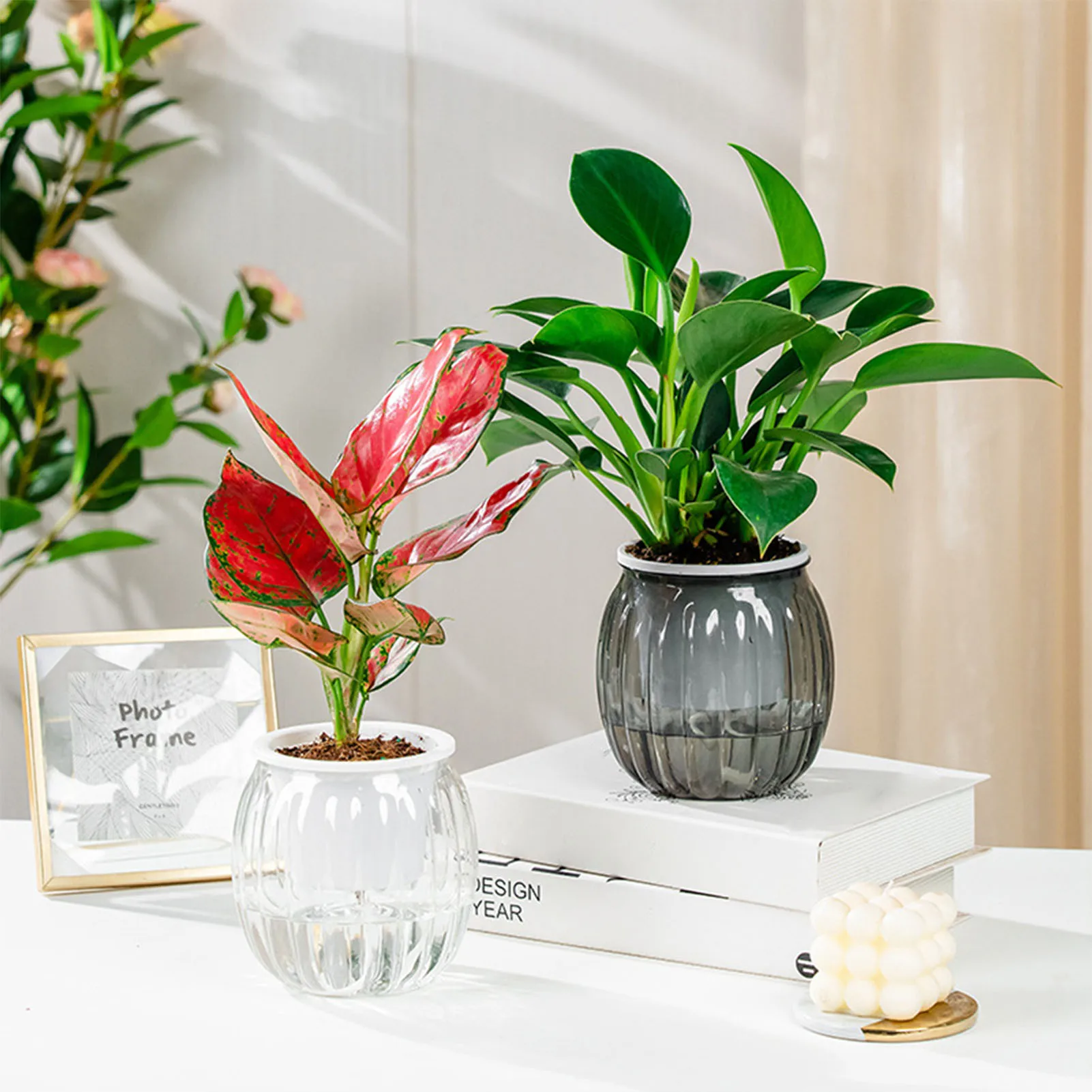 

Hydroponic Green Plant Plastic Vase Creative Self Watering Flowerpot Flower Planter for Home Decoration Garden Supplies Gift