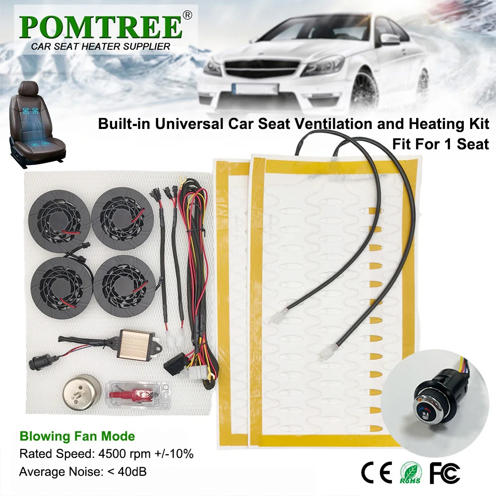 

DC 12V Universal Model Built-in Car Seat Heating And Ventilation System Kit Fit 1 Seat,WIth Rotating Single Head 3-level Switch