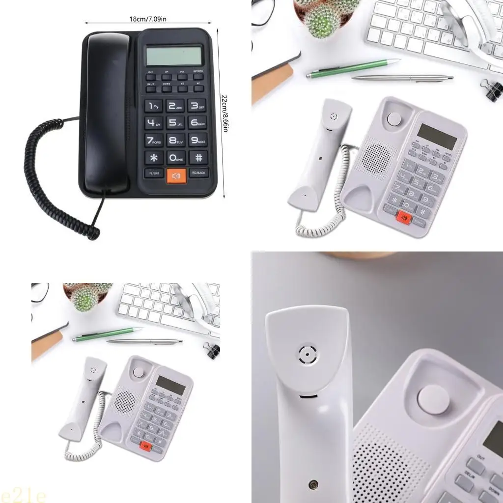 E21E Corded Telephone Desk Landline Phone Desktop House Phone Seniors Caller Integrated Telephone for Home Office