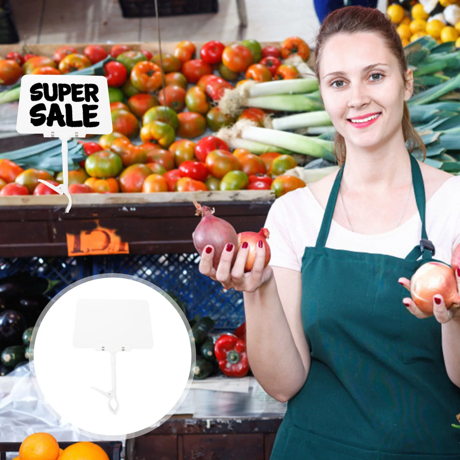 

5pcs Acrylic Price Tags Erasable Supermarket Display Board Fruit Vegetable Label Holder Clip Reusable Pvc Material