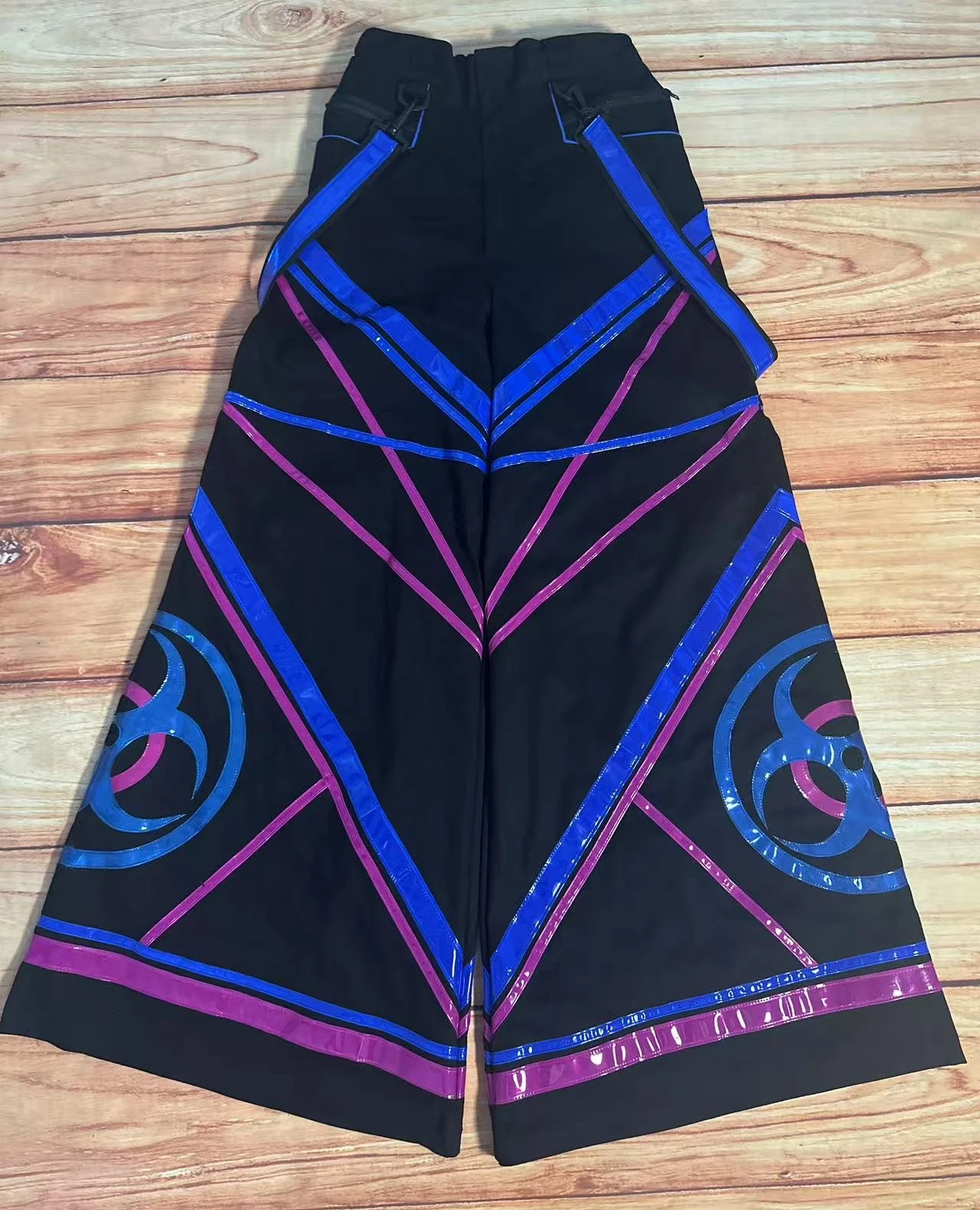 PHATTPANT Phat Pants Shuffle Dance Harder Gaya Melbourne Shuffle Goyang Gelombang Panas Rave Gelombang Biohazard C005 (Mawar Merah Biru)