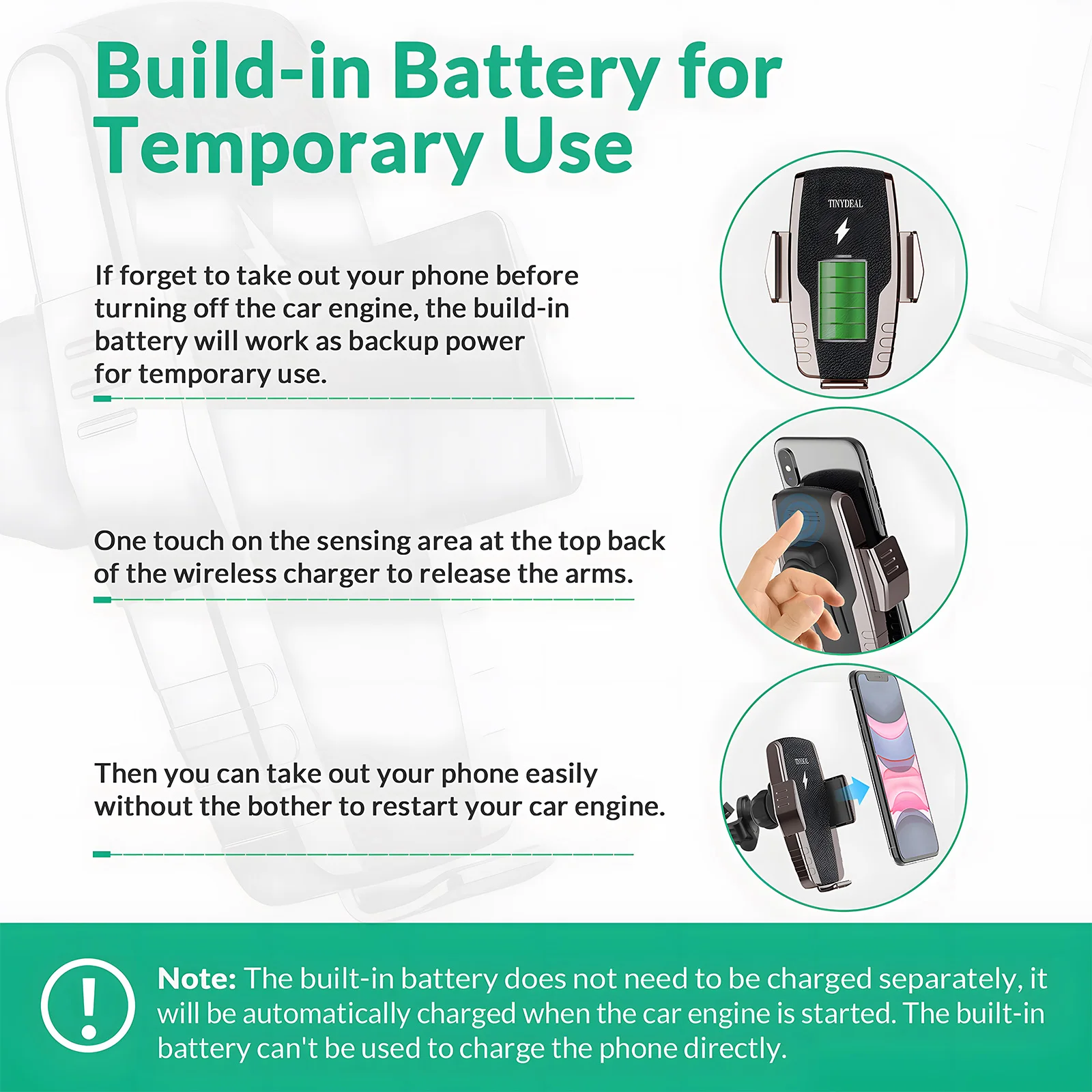 Cargador inalámbrico para coche, soporte de teléfono de inducción infrarroja para iPhone 14, 13, 12, Xiaomi, Samsung, estación de carga rápida