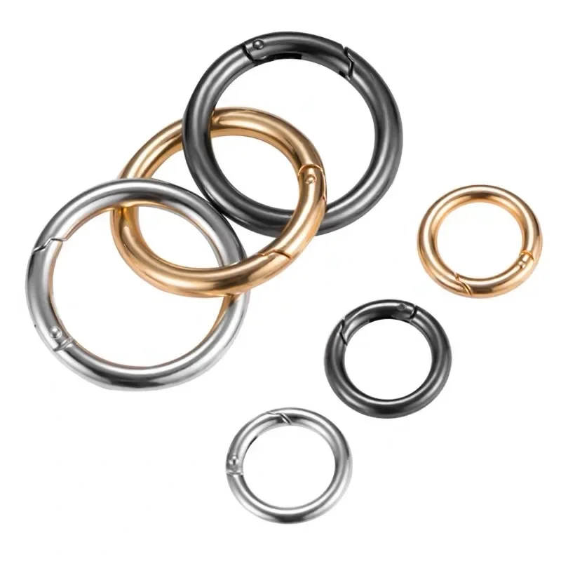 10pcs Openable Round Carabiner Keyring DIY Metal O Ring Spring Buckles Keychains Clasp Bag Clips Connector Snap Hooks Jewelry