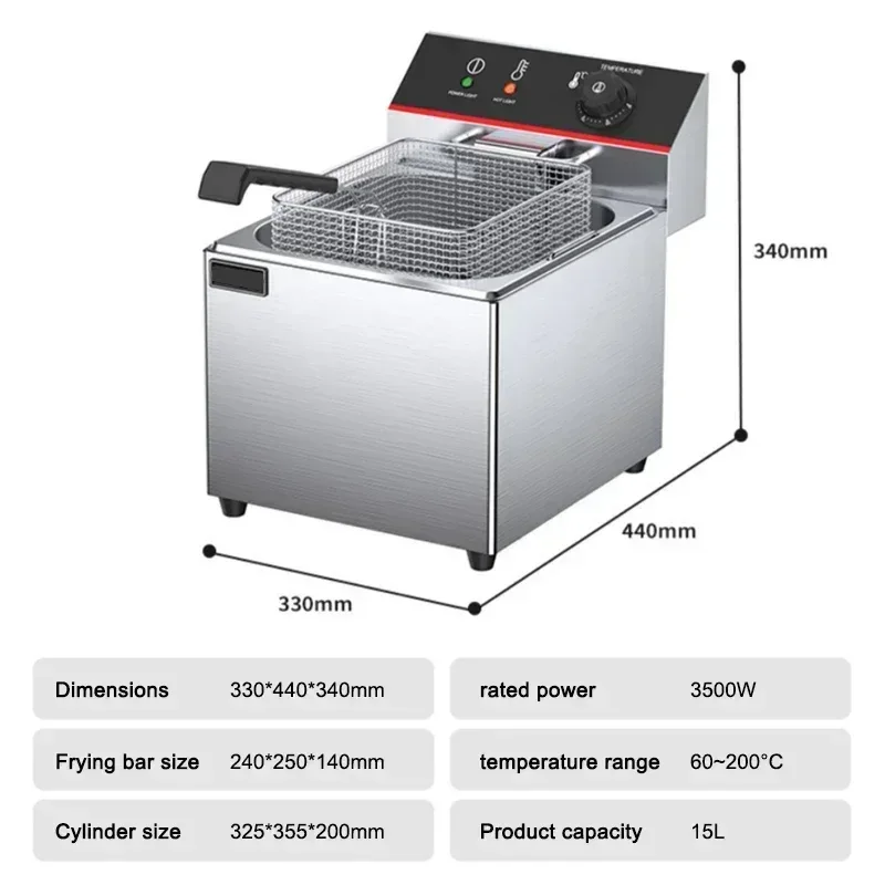 French fry machine single tank large capacity electric fryer electric fryer desktop 220v electric fryer fried chicken hamburger