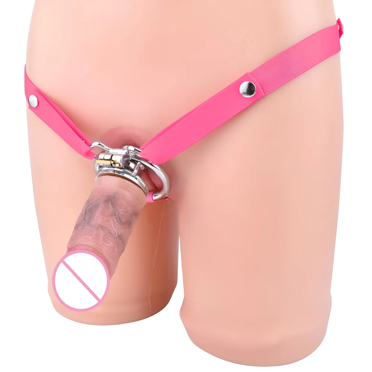 Metal Flat Chastity Belt 정조대, Anti Cheating Cock Cage with Big 7.8in Silicone Dildo for Sissies 콕링, Male Sex Products Shop