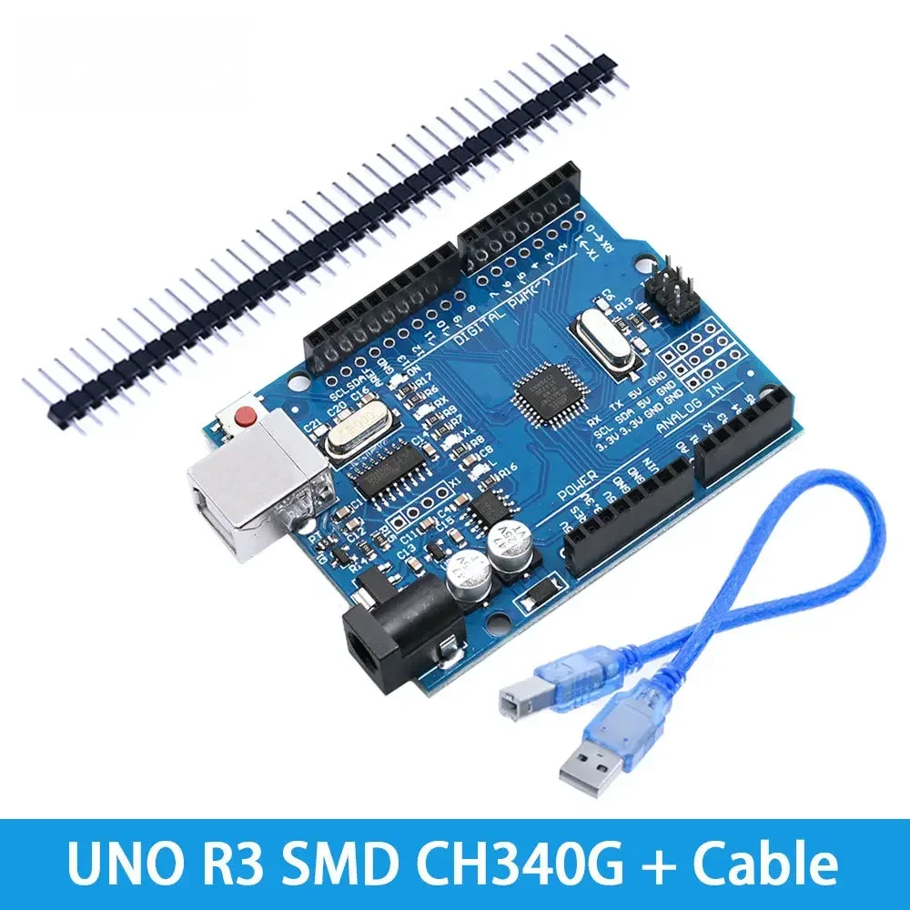 Placa de desenvolvimento com chip USB para serial CH340G e chip SMD ATmega328P para Arduino UNO R3, inclui e conjunto de chips ATEGA328P