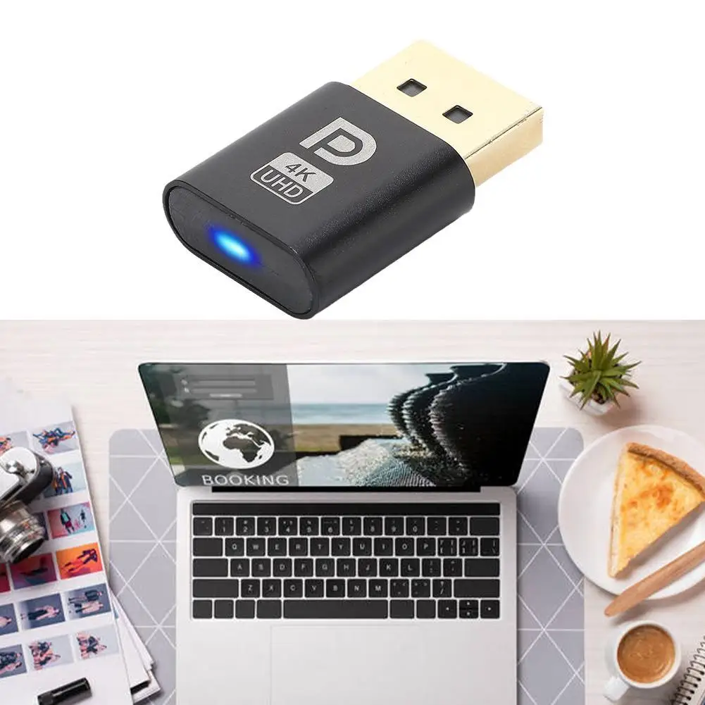Plugue manequim Displayport 4K - Adaptador de exibição virtual DP - Emulador sem cabeça EDID - Plugue fantasma para PC - Acessórios de mesa