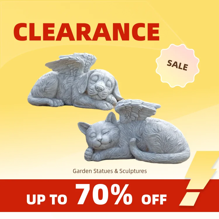 Clearance_Angel Dog and Cat Memorial Stone Statue, Pet Memorial Stone, Memorial Tombstone Garden Decoration Resin Sculpture Orna