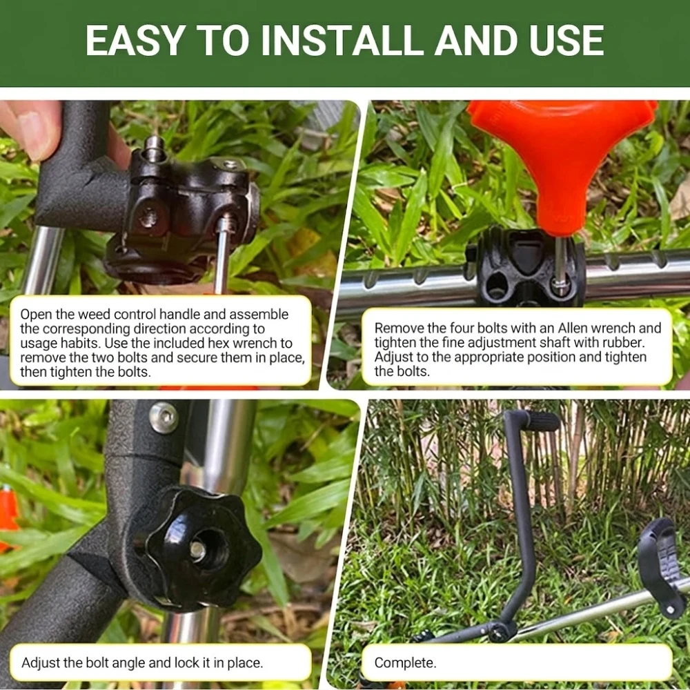 SIILANG Ergonomic Aluminum Grass Trimmer Handle Adjustable Folding Lawn Mower Auxiliary Grip Durable Garden Power Tool