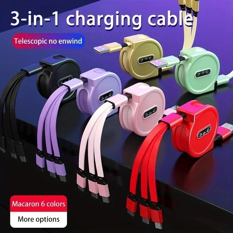3 في 1 كابل يو اس بي قابل للسحب آيفون 11 12 برو ماكس شحن نوع C كابل شاحن الهاتف مايكرو يو اس بي لشاومي ريدمي نوت 10s