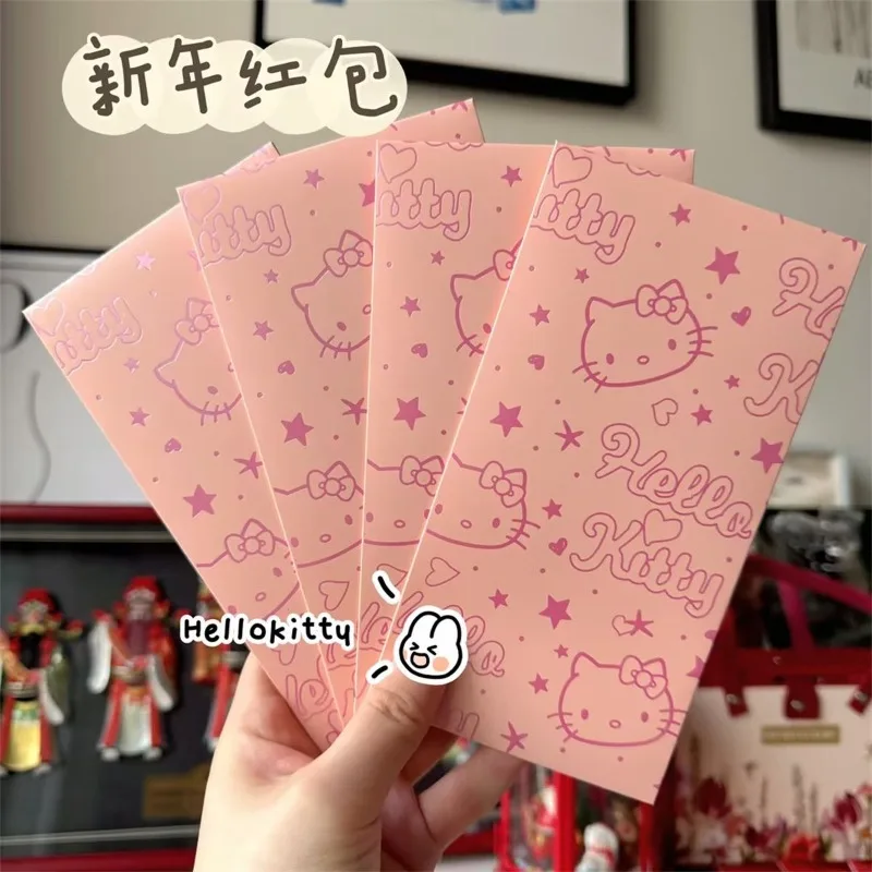 새해 축복 헬로 키티 인쇄 핫 스탬핑 레드 패킷 Sanrio Girly Heart 봄 축제 새해 행운의 돈 선물