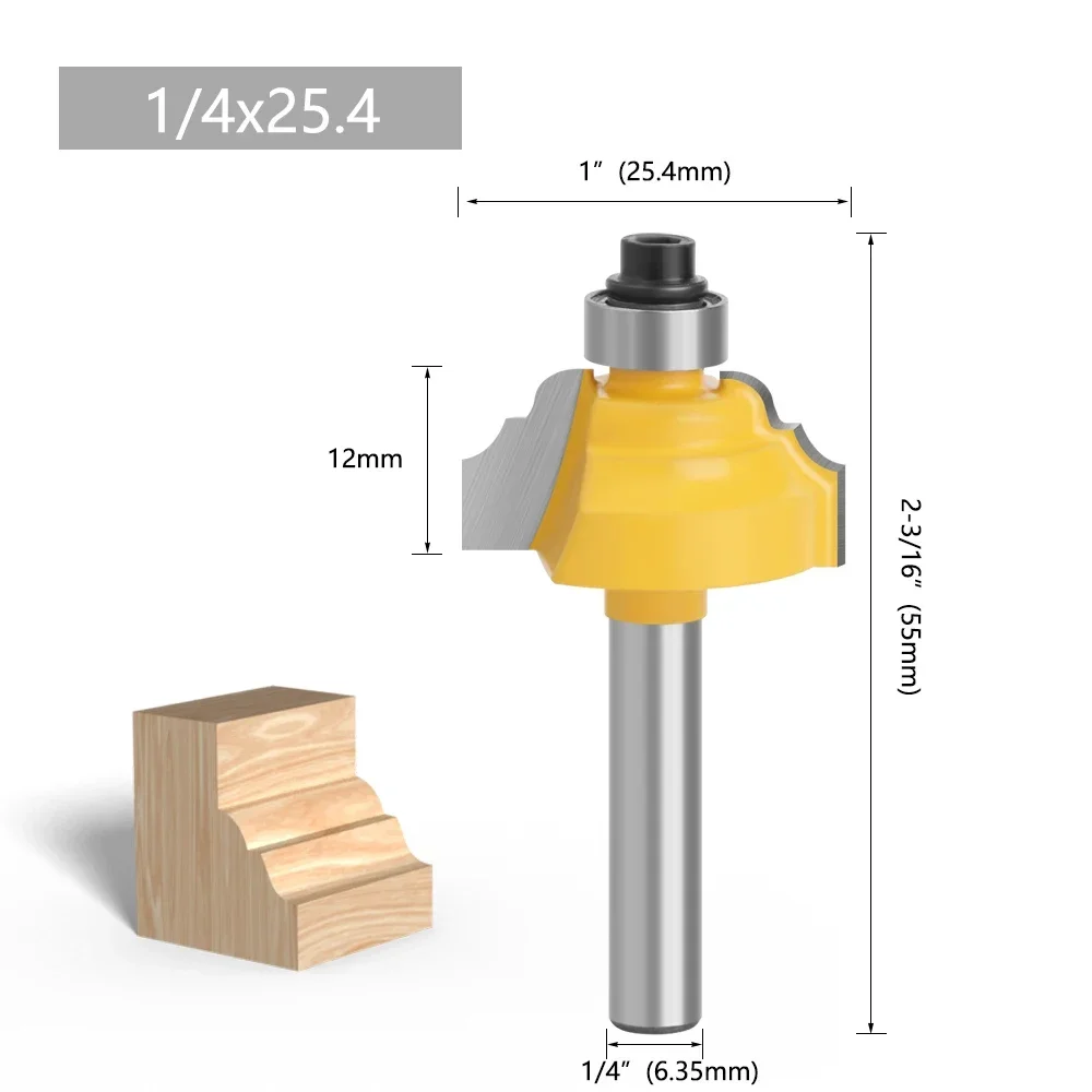 Imagem -05 - Carboneto de Tungstênio Router Bits Grupo 14 Shank Beading Bit Roman Ogee Rolamento Flautas Duplas Ferramentas para Trabalhar Madeira 062 Pcs