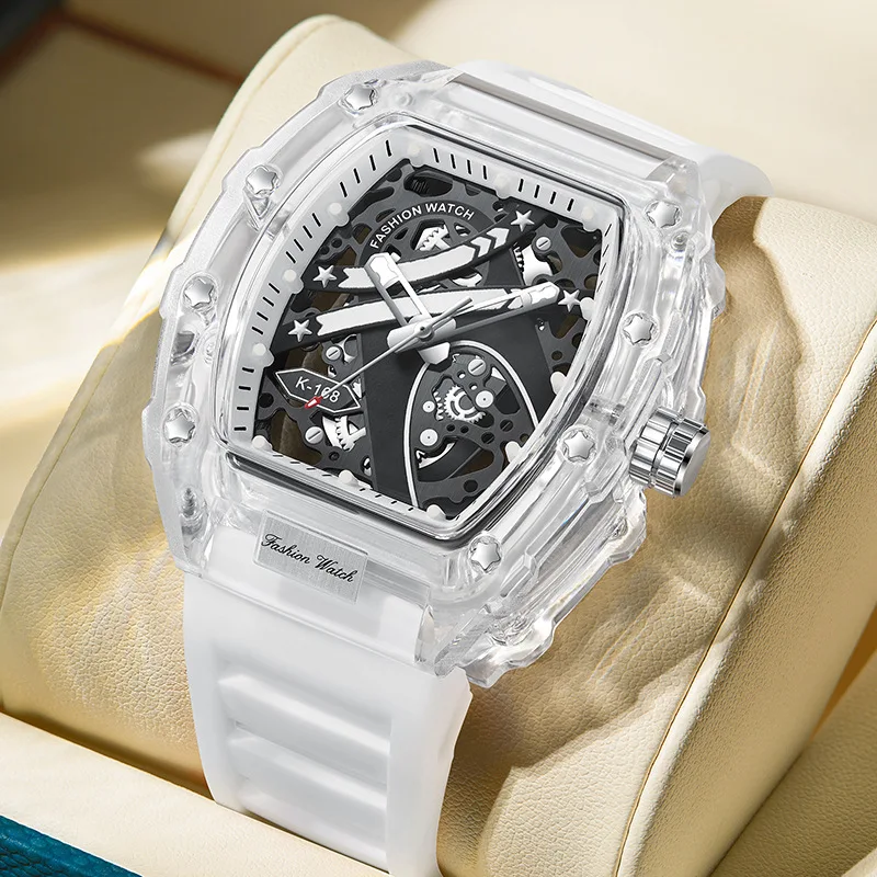 UTHAI BK145 Fashionable Man watch, transparent hollow wine barrel shaped quartz watch, waterproof clock gift watches for man