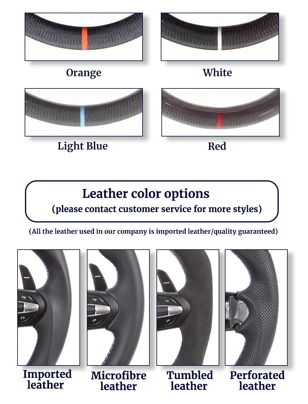 Blaues Leder-Lenkrad-Upgrade für BMW F20 F22 F23 F25 F30 F34 F36 F10 F07 F01 E87 E90 E70 Maßgefertigtes Auto-Zubehör – Detail 15