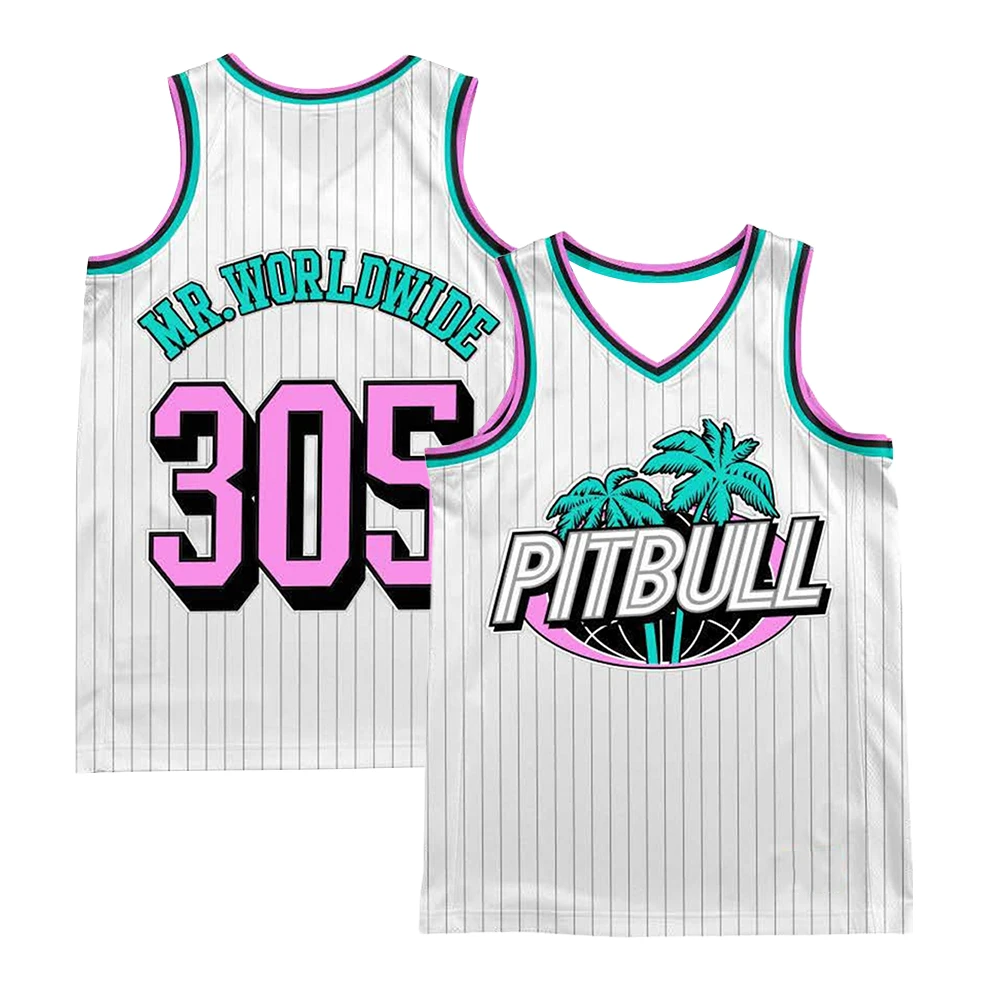 Family Matching Pitbull Mr Worldwide Basketball Jersey Palm Tree Print Quick-Dry Mesh Rapper Miami Hip Hop Fans Tank Top