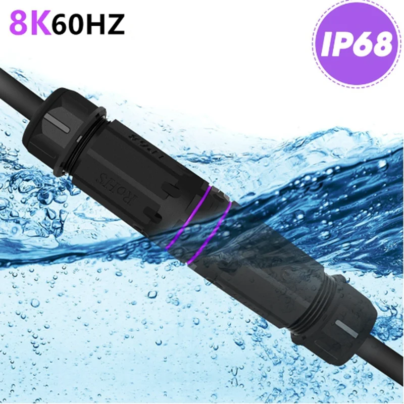 M25 Straight Through IP68 Waterproof HDTV Connector HDMI 2.1 8K60Hz Outdoor LED Screen Stage Equipment Waterproof Connector