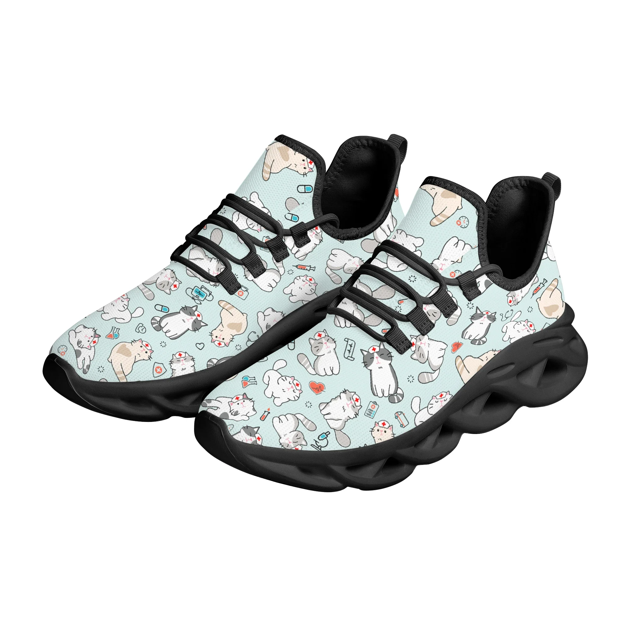 Cute Cartoon Nurse Cat Design Sneakers Running Sneakers Light Mesh Women's Footwear Outdoor Blade Shoes Zapatos
