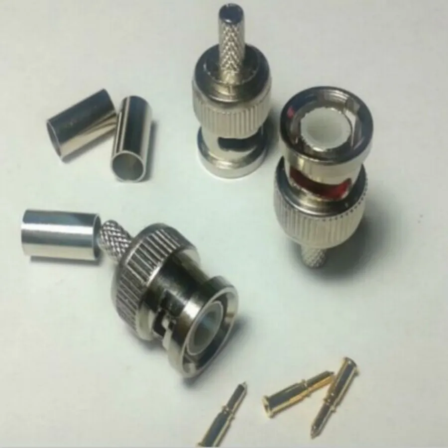 Free shipping 50PCS BNC Plug Crimp Connectors for RG58 RG-58 Coax Male Adapter