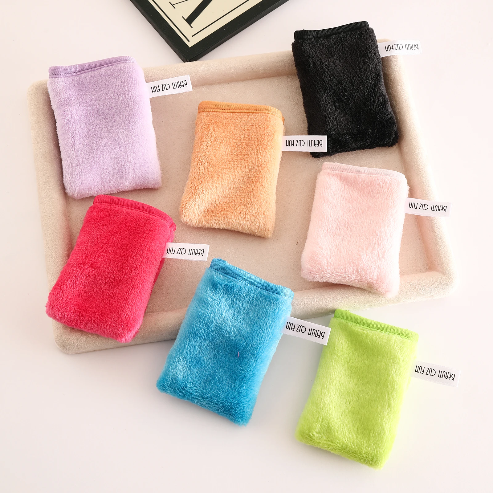 7개 플란넬 메이크업 리무버 장갑 얼굴 클렌징 글러브