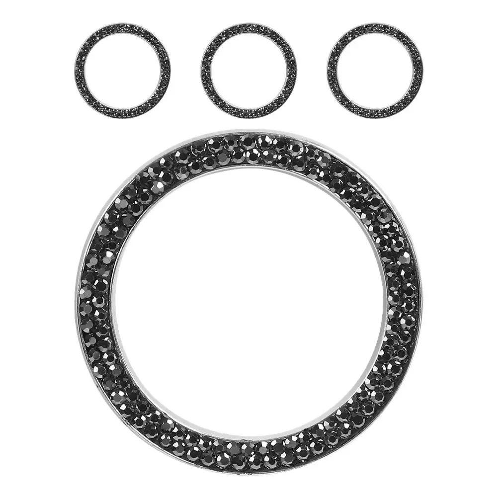 4Pcs Rhinestone Ignition Rings Crystal Bling Start Stop Button Cover Sparkle Car Interior Decoration Engine Start Motor Cover