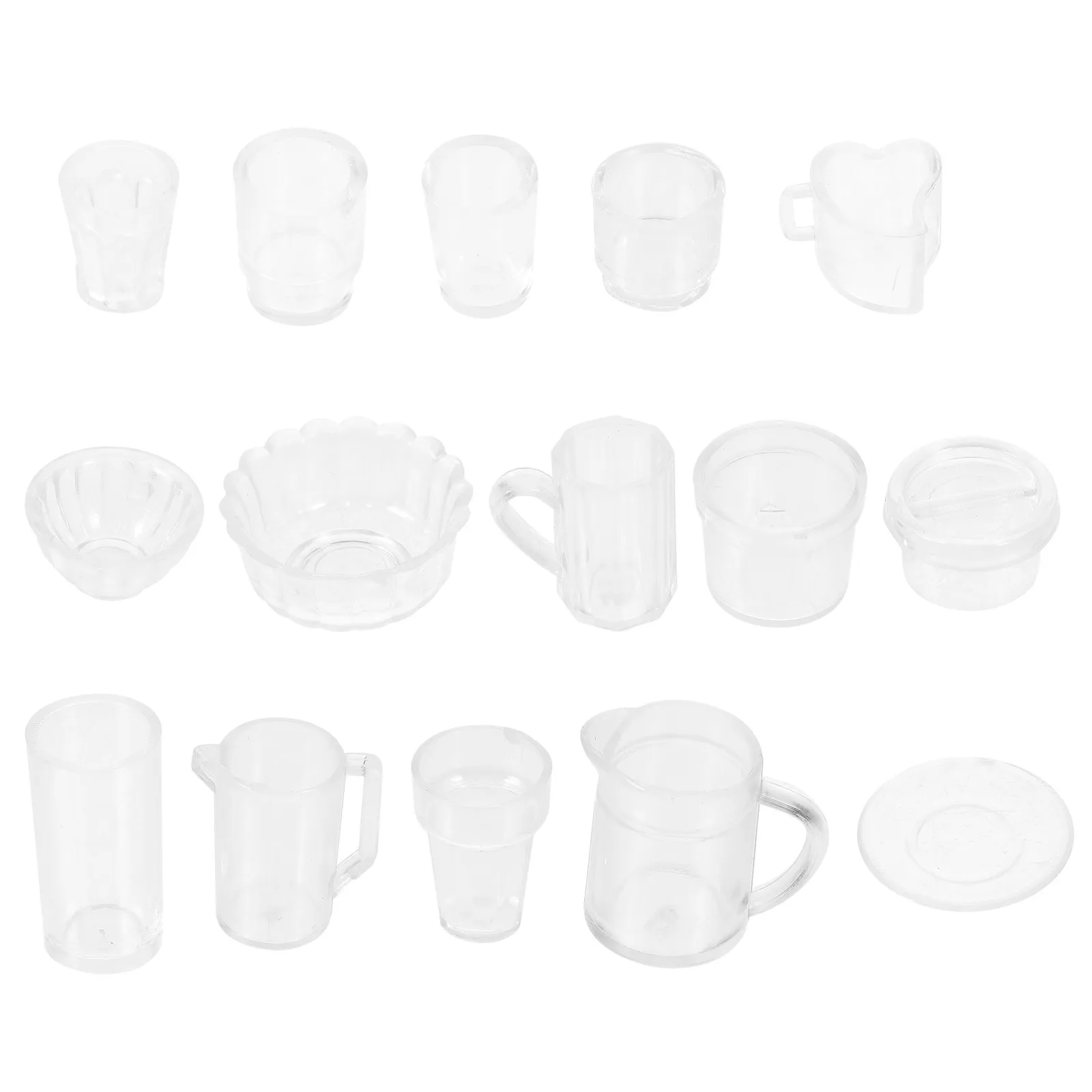

15Pcs Mini House Tableware Plastic Miniature Kitchen Set Accessories 1:12 Scale Tiny Cooking Tableware Decorations Kids Pretend