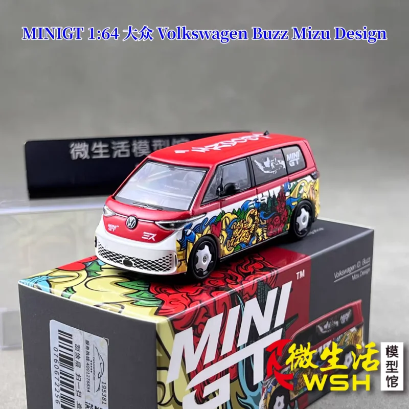 MINIGT 1:64 Volkswagen T1 Bus Graffiti Art Alloy Diecast Car Model Collectible Display Toy 1209 Volkswagen Float