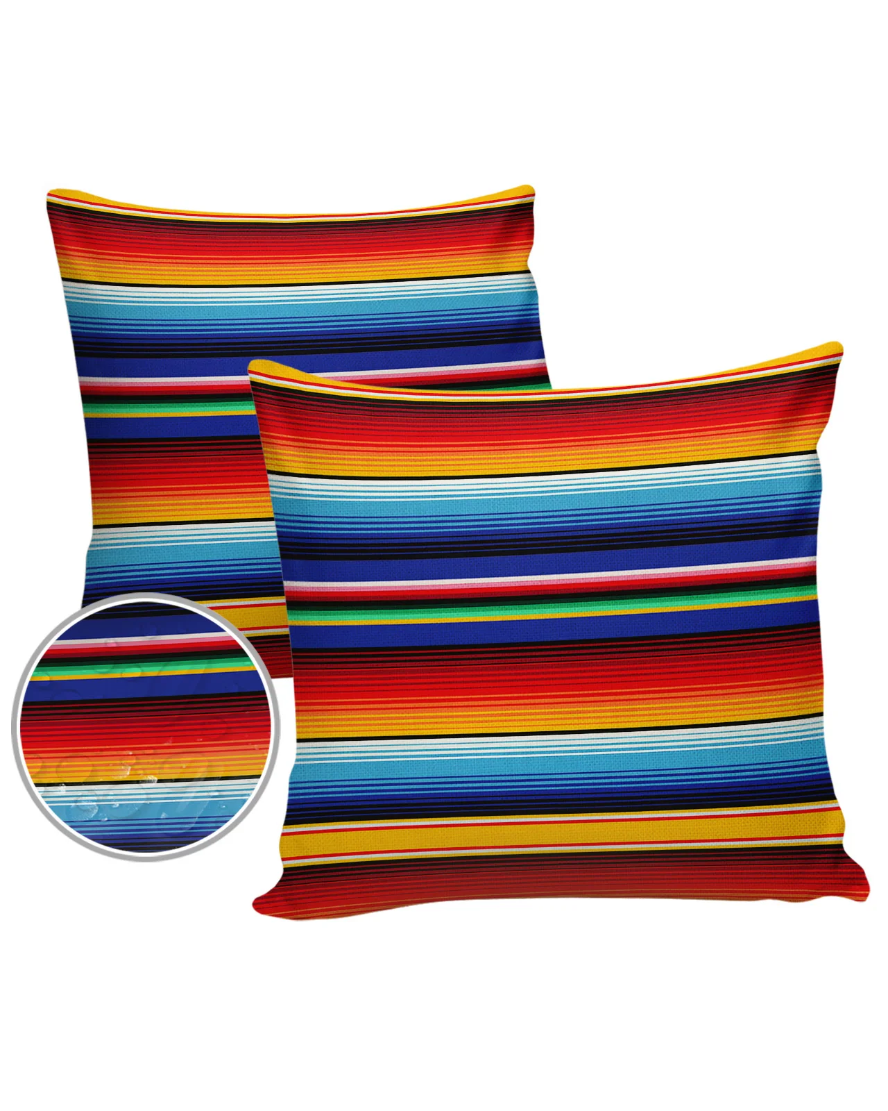 Colorful Mexican Stripes Waterproof Pillowcase Sofa Cushion Case Home Decor Bed Pillow Cover Car Cushion Cover