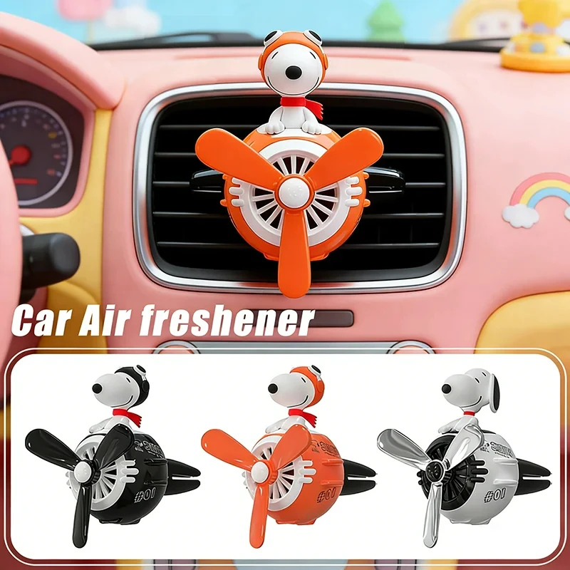 Aromatizante para Auto Kawaii Pilot Snoopy, Ambientador con Diseño de Dibujos Animados, Perfume con Hélice Giratoria para Ventilación, Decoración Interior de Auto, Regalo para Niñas