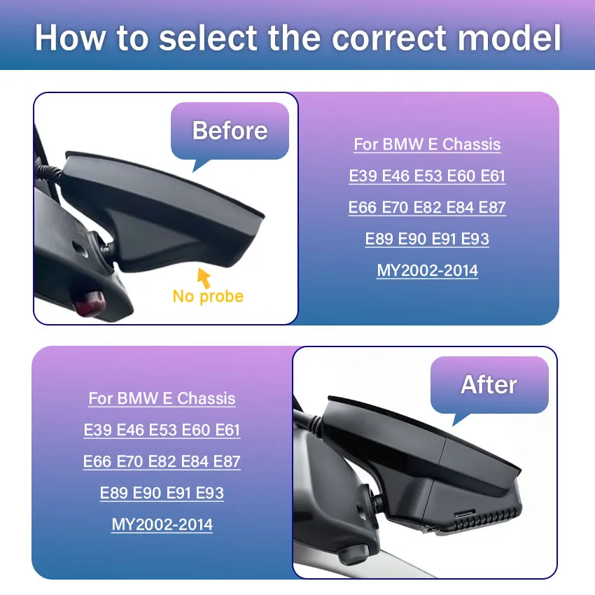 Plug and Play Dash Cam For BMW E Chassis E39 E46 E53 E60 E61 E66 E70 E82 E84 E87 E89 E90 E91 E93 Z4 2002-2014, Car Accessorie