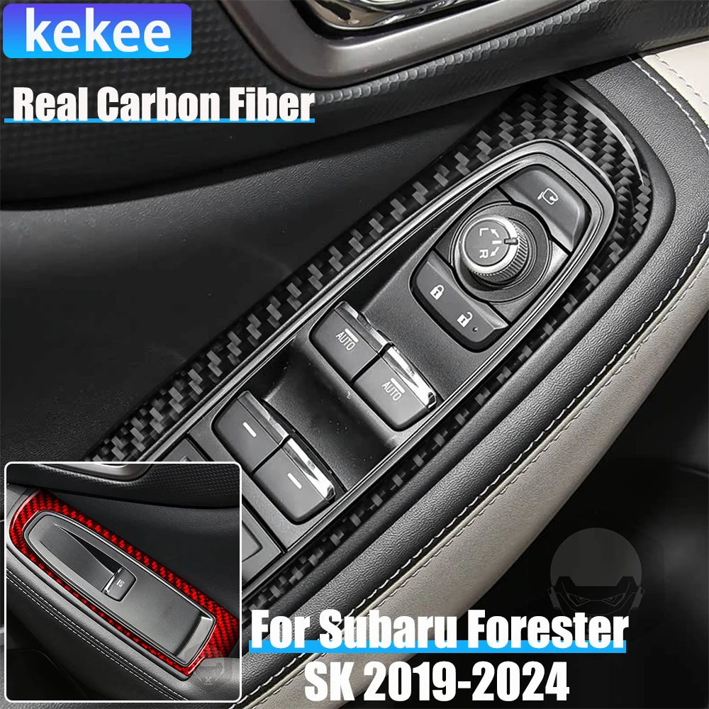 

Автомобильные аксессуары из настоящего углеродного волокна, накладка на рамку подъема окна, мягкая наклейка для Subaru Forester SK 2019 2020 2021 2022 2023 2024