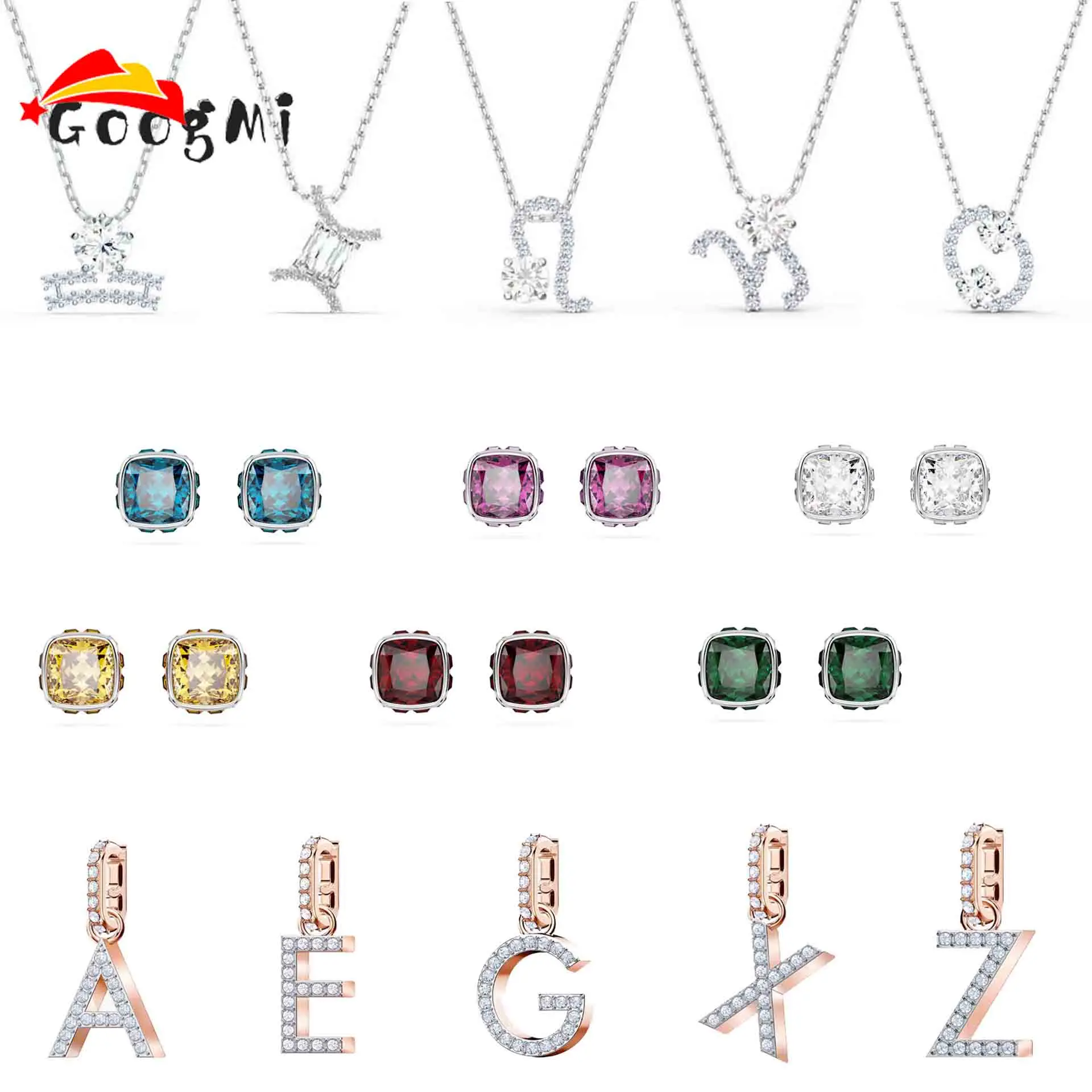 

Original Twelve Constellation Pendant Necklace with Twelve Colors Earring Fashionable English Pendant Charm Women's Fine Jewelry