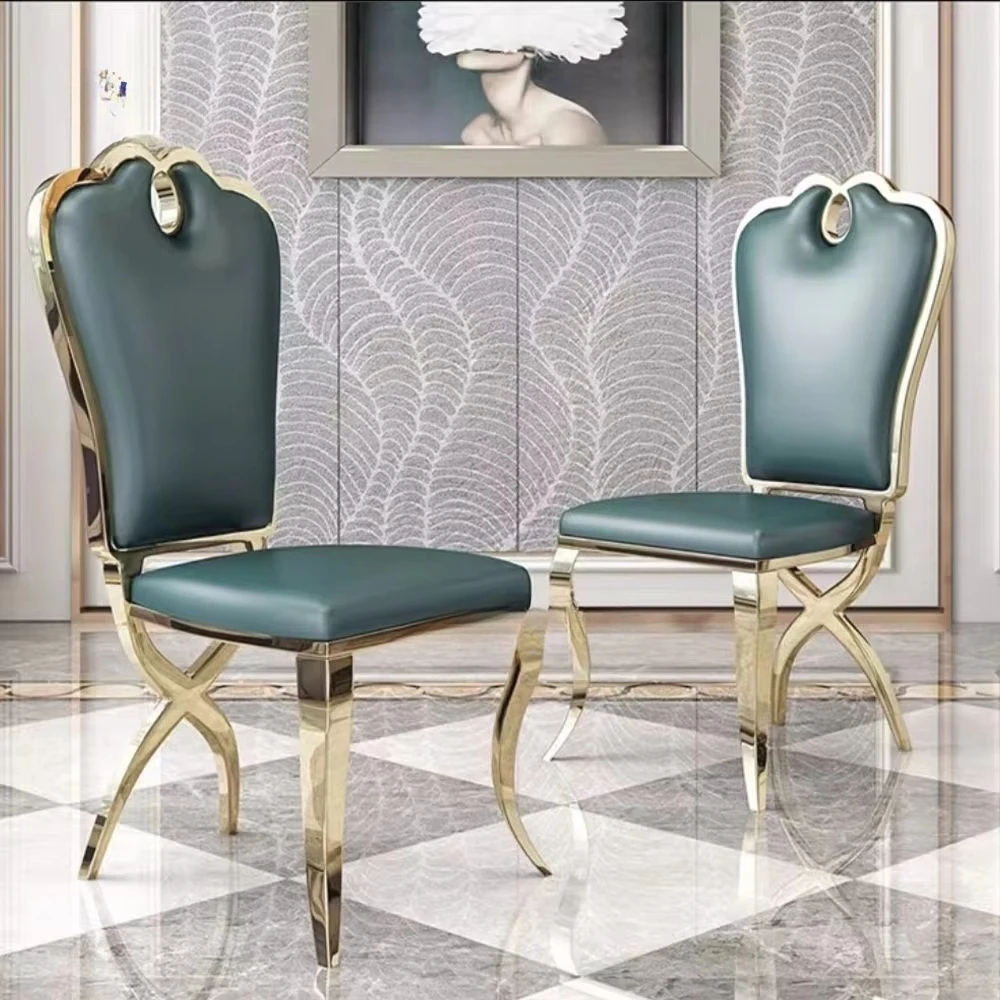 Modern Nordic Style Dining Room Chair Restaurant Chair Luxury Gold Stainless Steel Kitchen Upholstered Dinning Chairs