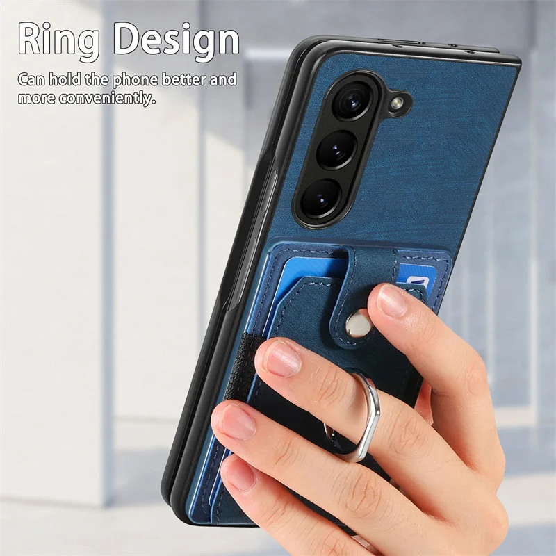 For Samsung Z Fold 6 5 5G 2024 Luxury Case Leather Card Ring Stand Funda For Samsung Galaxy Z Fold6 5 4 Back Cover Z Fold 6 Etui image 5