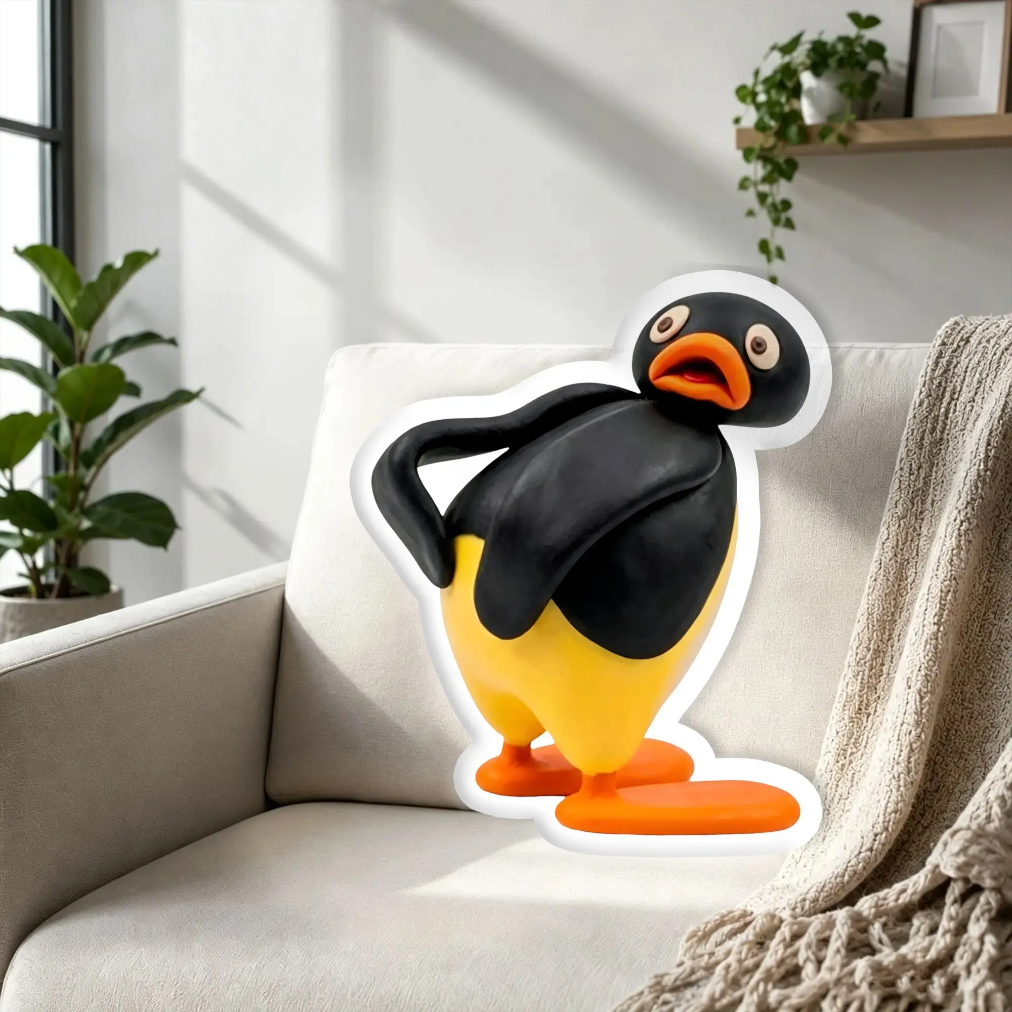 Custom P-Pingus Stuffed Pillow Cushion Swiss Children's Clay Animation Funny Soft Cushion DIY Throw Pillows For Sofa