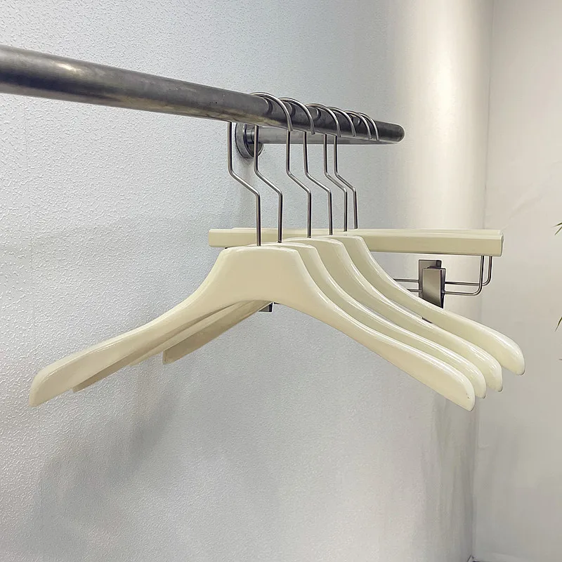 

Solid Wood Clothes Hanger for Clothing Store Milk White Wooden Clothes Hanger Children's Clothing Women's Clothing Hanger